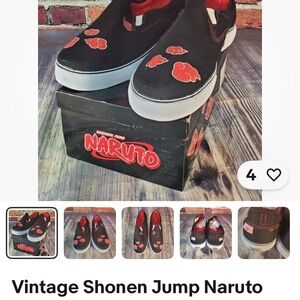 Naruto Slip-On Shoes with Red Cloud Design